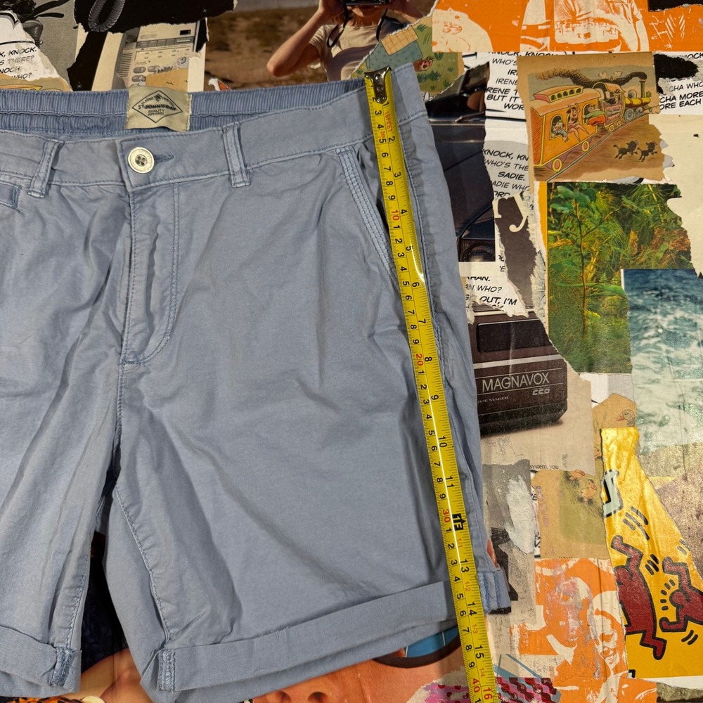 St Johns Bay Womens Blue Cotton Blend Cuffed‎ Shorts Comfort Waist Size 8 - Picture 4 of 7